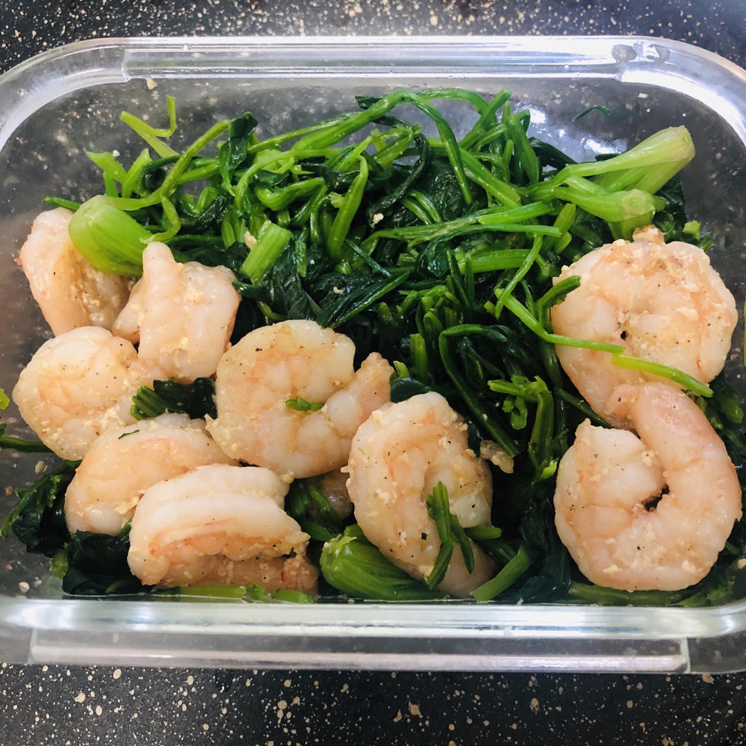 焯拌芝麻菠菜虾仁碎