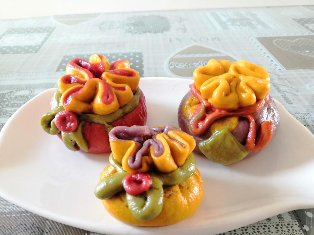 南瓜紫薯花样馒头