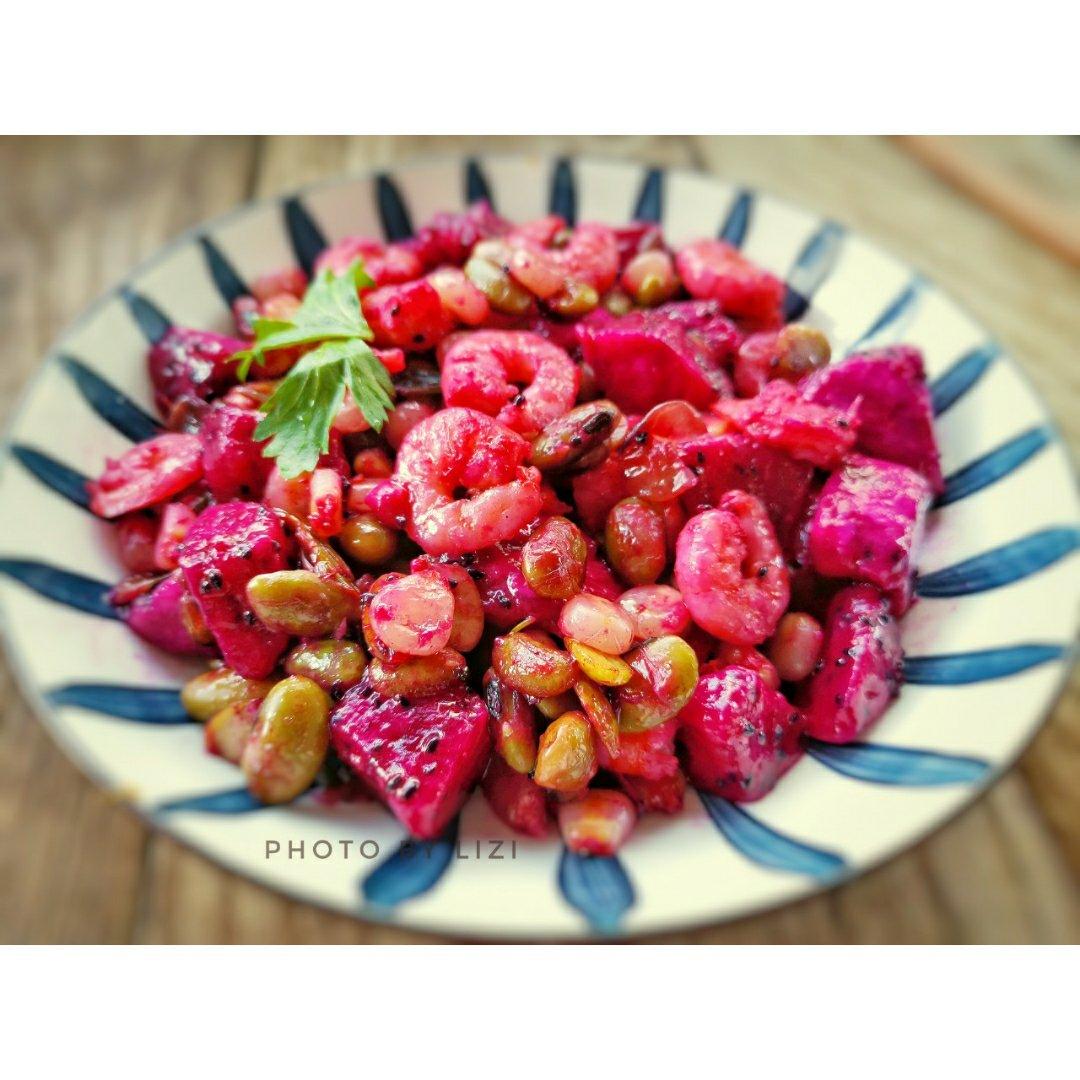 红心火龙果虾仁