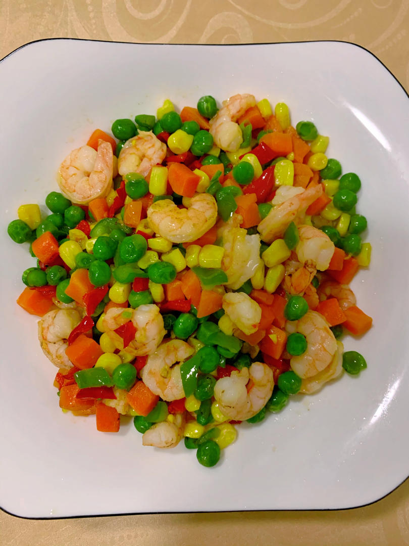 青豆玉米炒虾仁