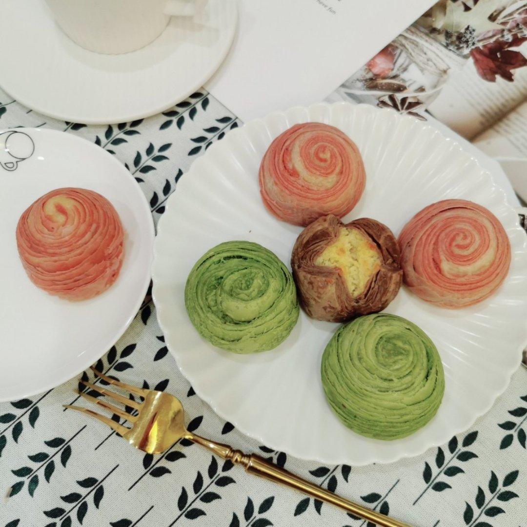 蛋黄酥~紫薯、抹茶、原味~花好月圆，中秋快乐~内附一次做六色蛋黄酥方法~