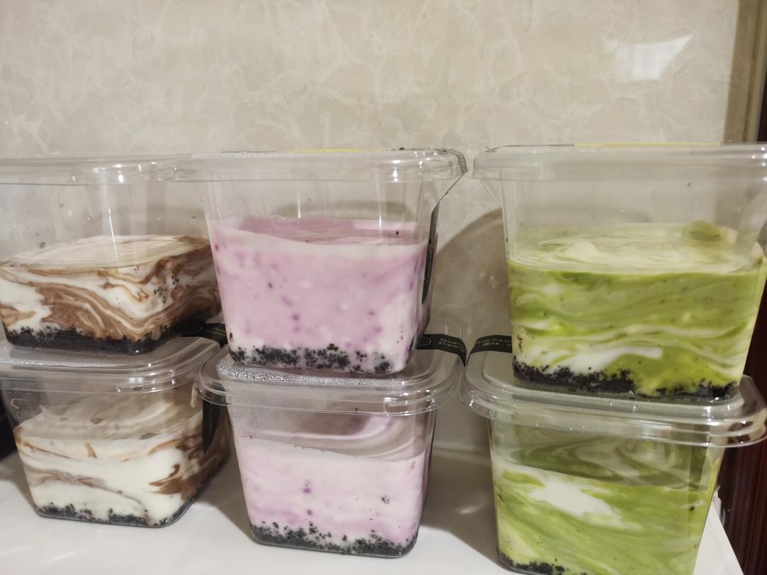 免烤❗️搅一搅就成功｜大理石纹紫薯慕斯蛋糕