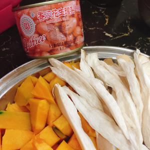 斋菜这样煮也好吃“花生金瓜杏鲍菇一家亲”的做法 步骤1