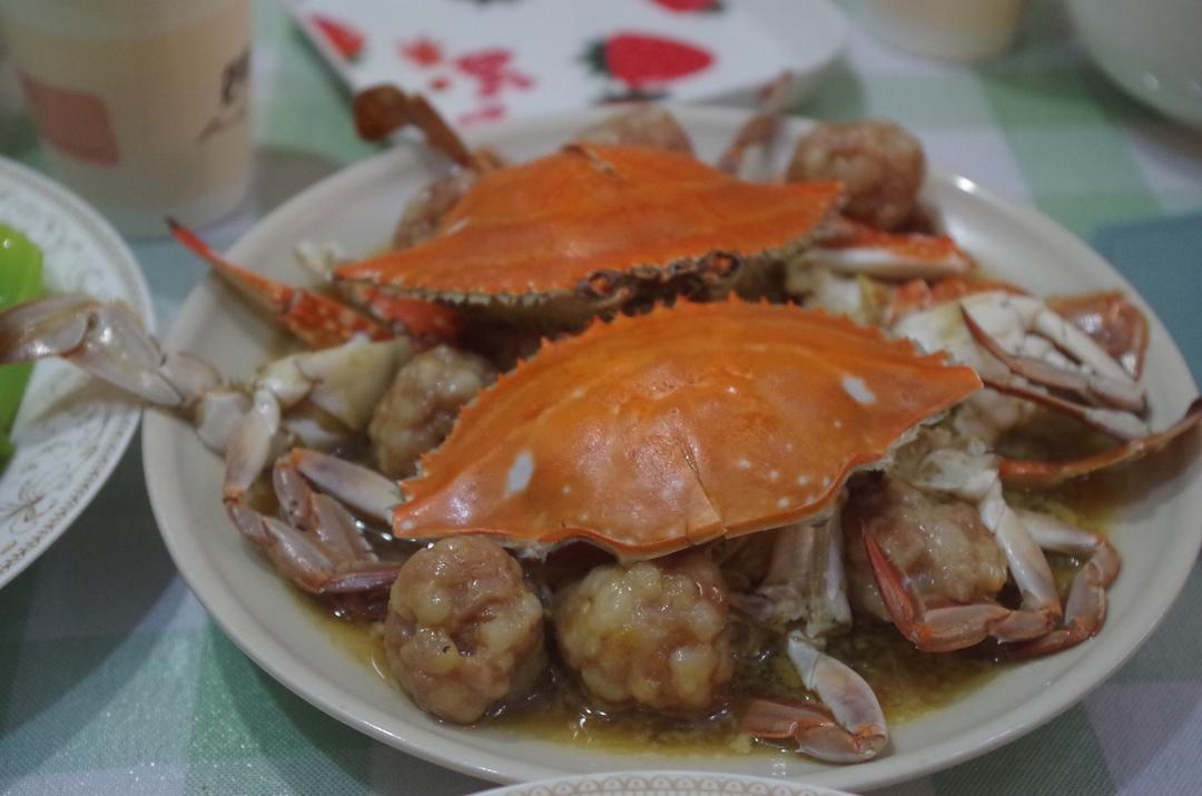 花雕肉丸蒸蟹的做法