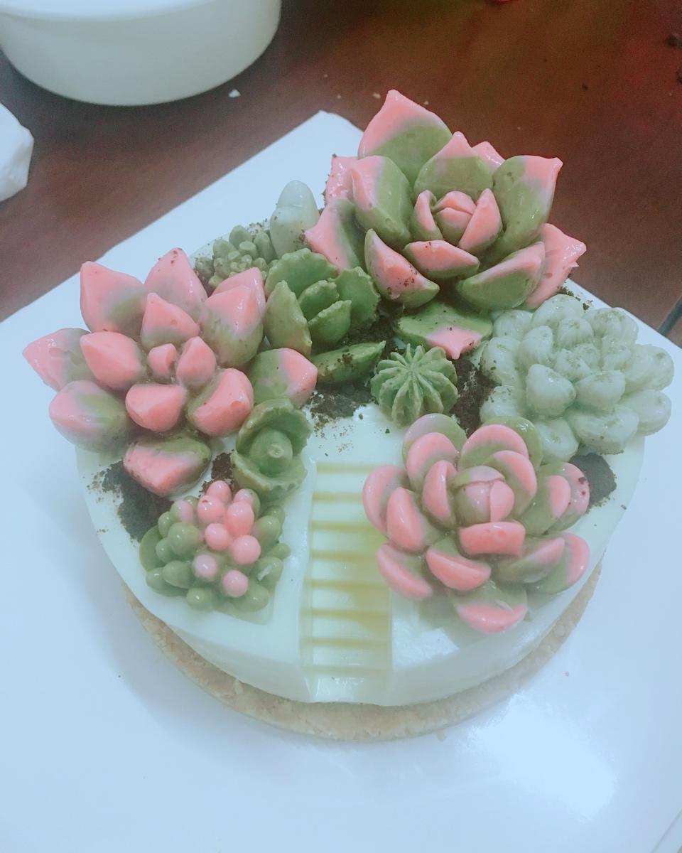 开心果慕斯配香草椰子慕斯