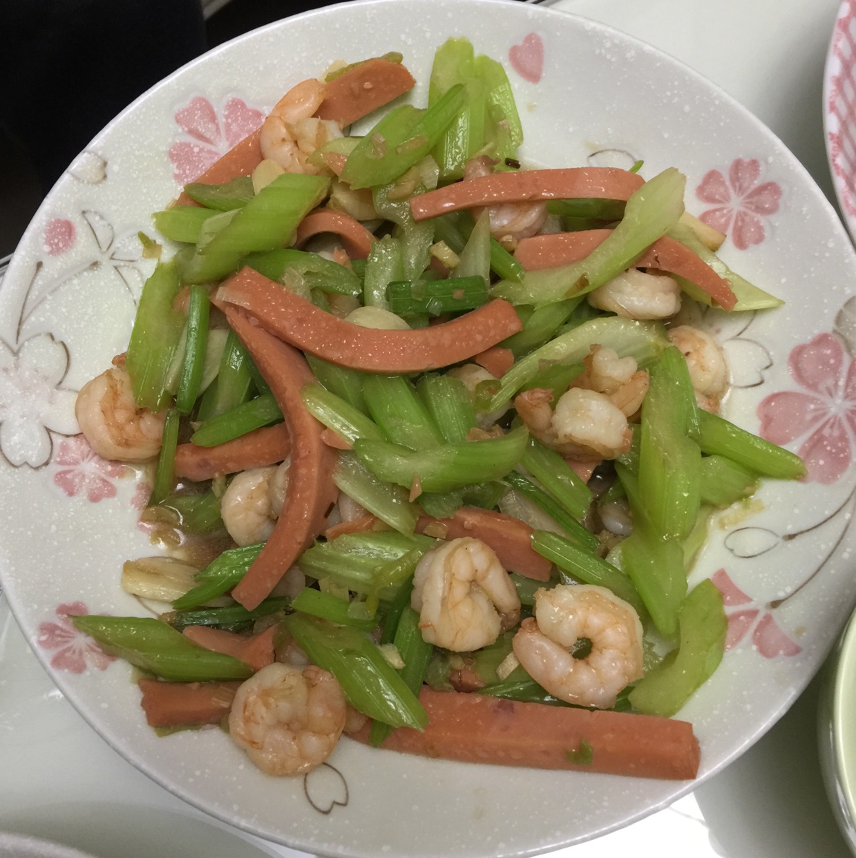 landi_做的芹菜虾仁火腿