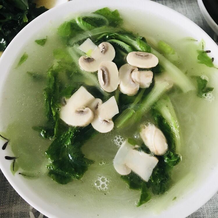 蘑菇豆腐青菜汤