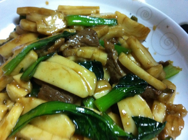 青菜肉丝炒年糕