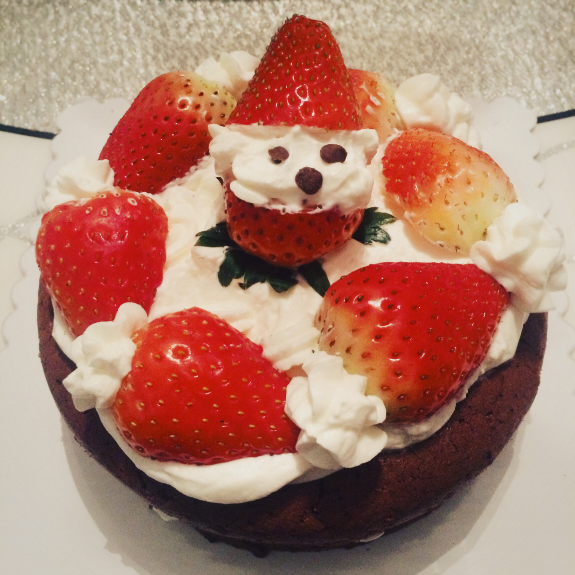 圣诞草莓雪人 红丝绒戚风裸蛋糕