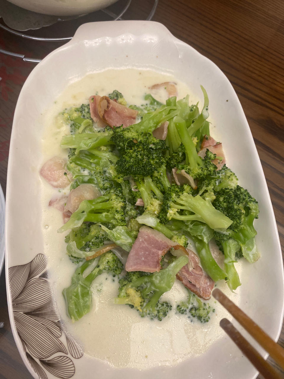 培根奶汁烩西兰花