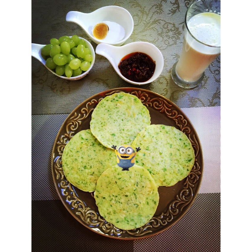 虾皮青椒鸡蛋饼