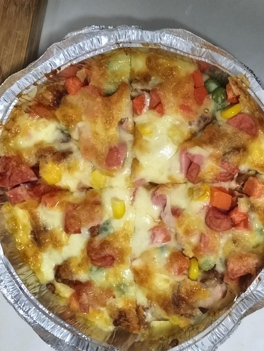 自制懒人披萨🍕全网最快手做法！