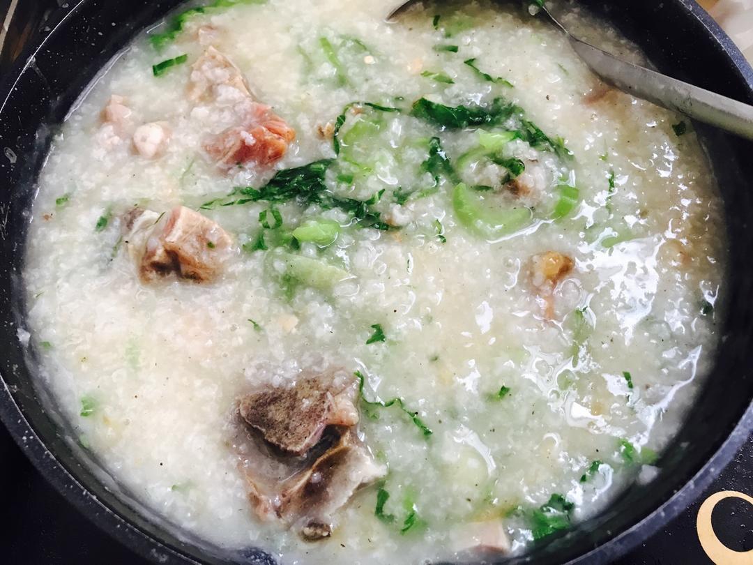 烧骨芥菜粥  —  广东生滚粥