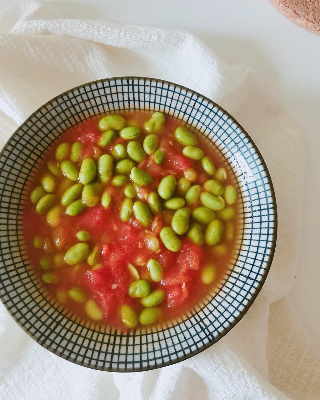 肉末番茄烧毛豆