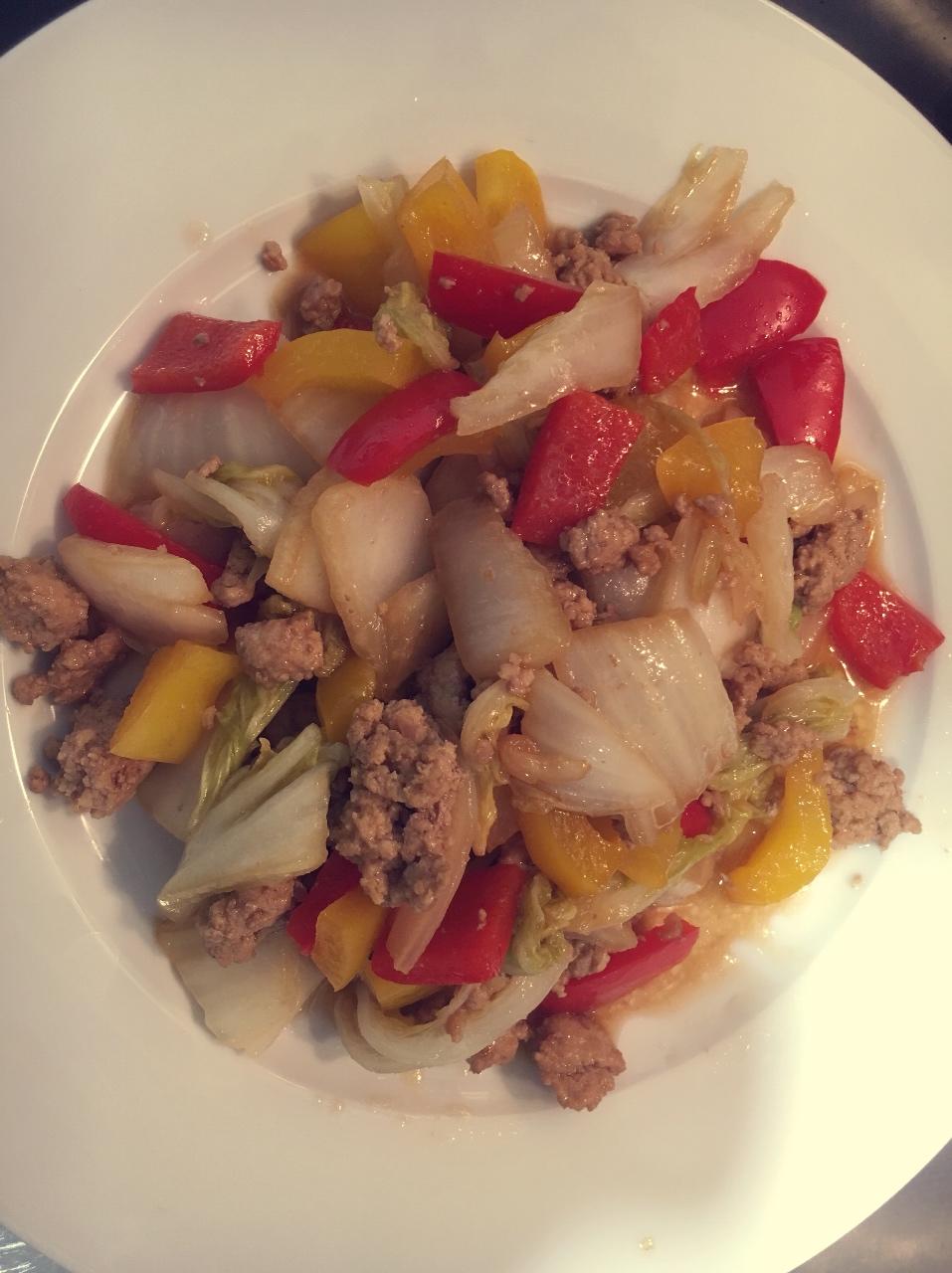 白菜芹菜西红柿炒肉