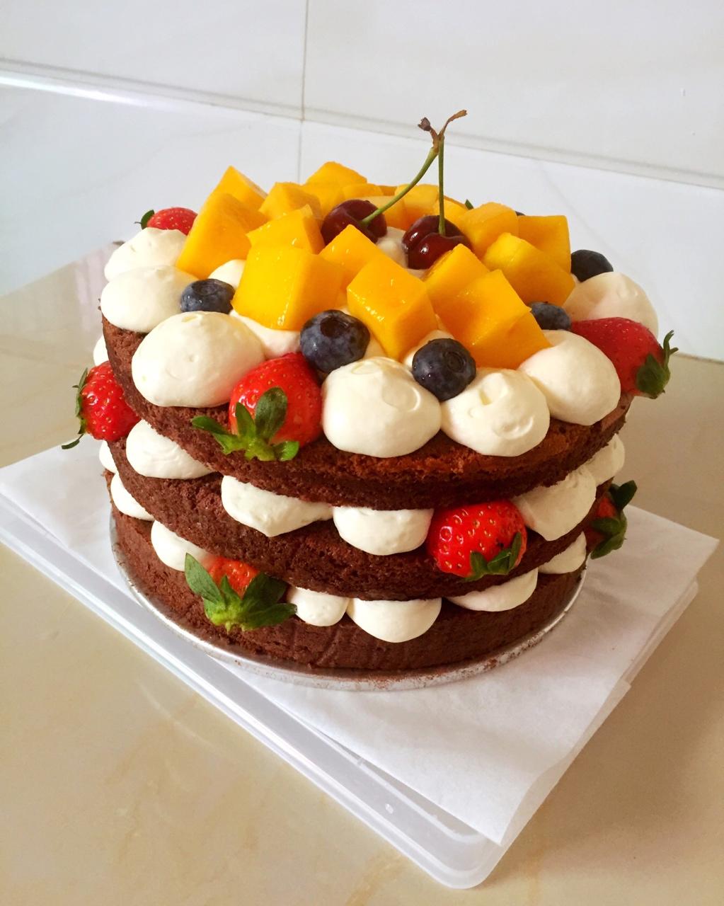 唛姐做的【零失败】不会裱花没关系的水果裸蛋糕 芒果裸蛋糕 完美戚风