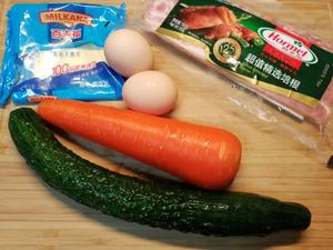 吃不胖的～培根素菜鸡蛋卷的做法 步骤1