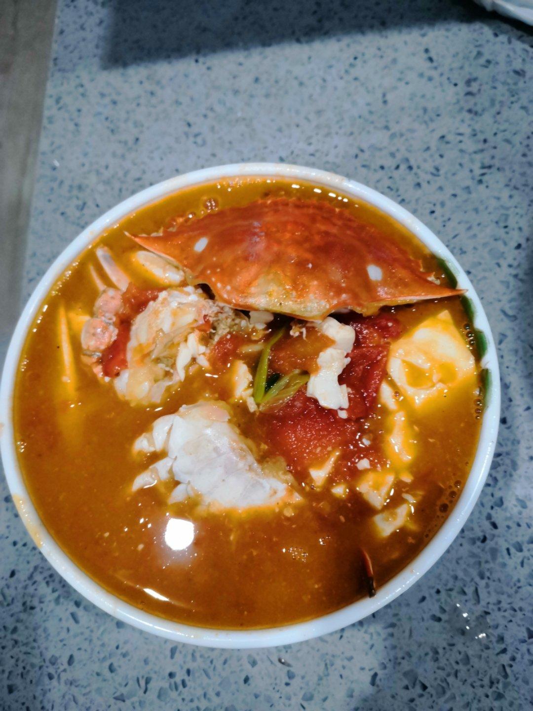 蕃茄梭子蟹豆腐煲
