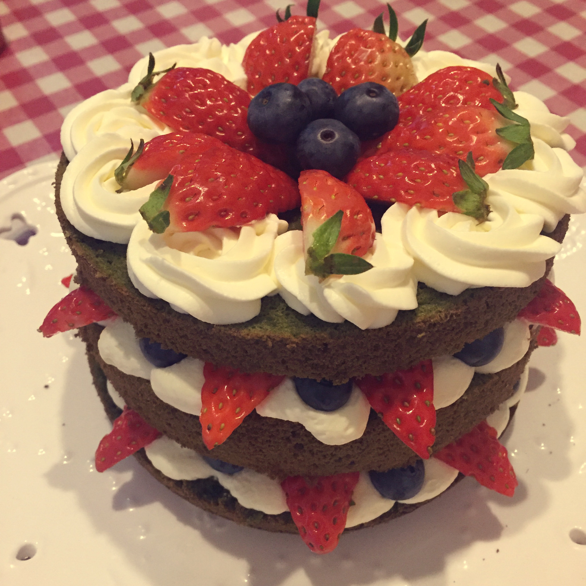 抹茶水果裸蛋糕