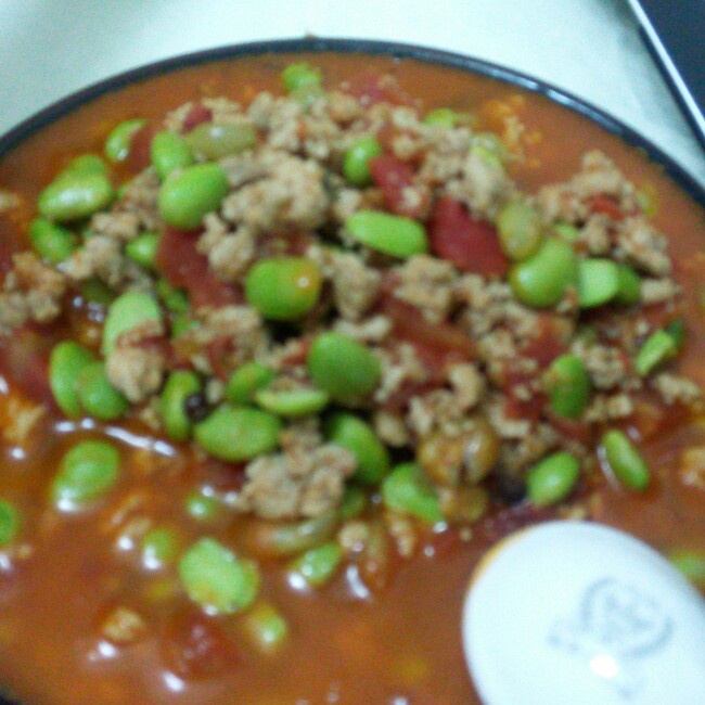 肉末番茄烧毛豆