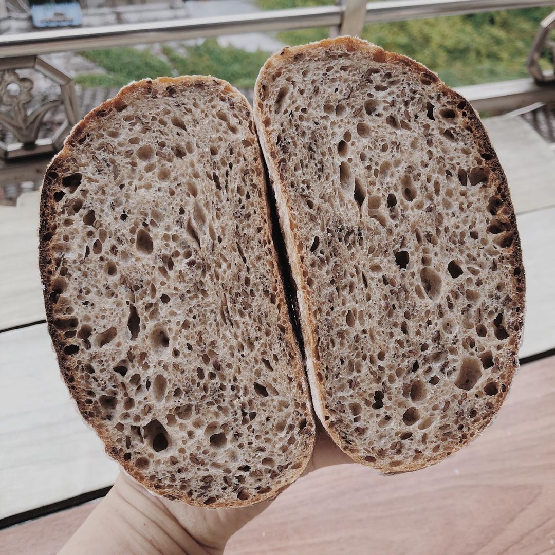 亚麻籽藤篮欧包（免揉免割包自然开裂）