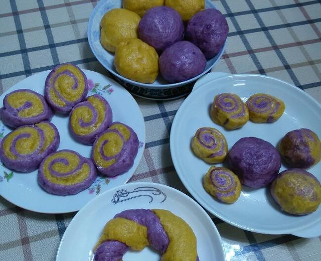 紫薯胡萝卜馒头卷的做法