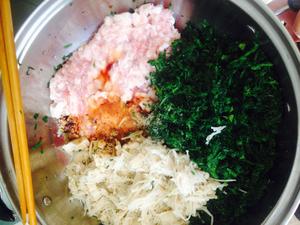 荠荠菜金针菇肉馅饺子的做法 步骤2