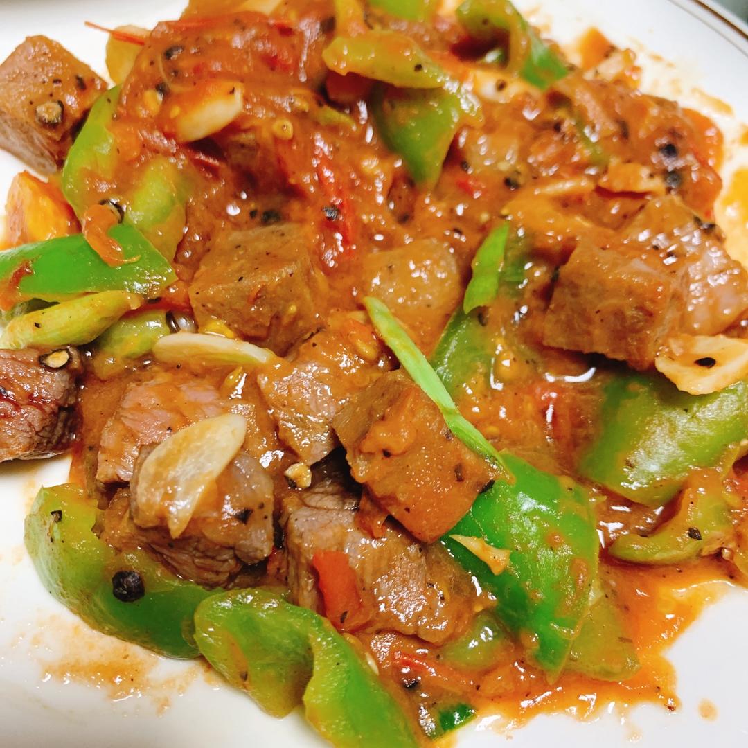番茄酱汁牛肉粒