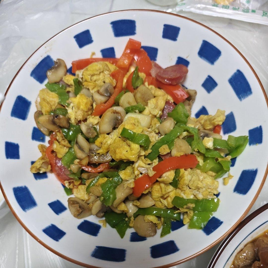 口蘑炒鸡蛋