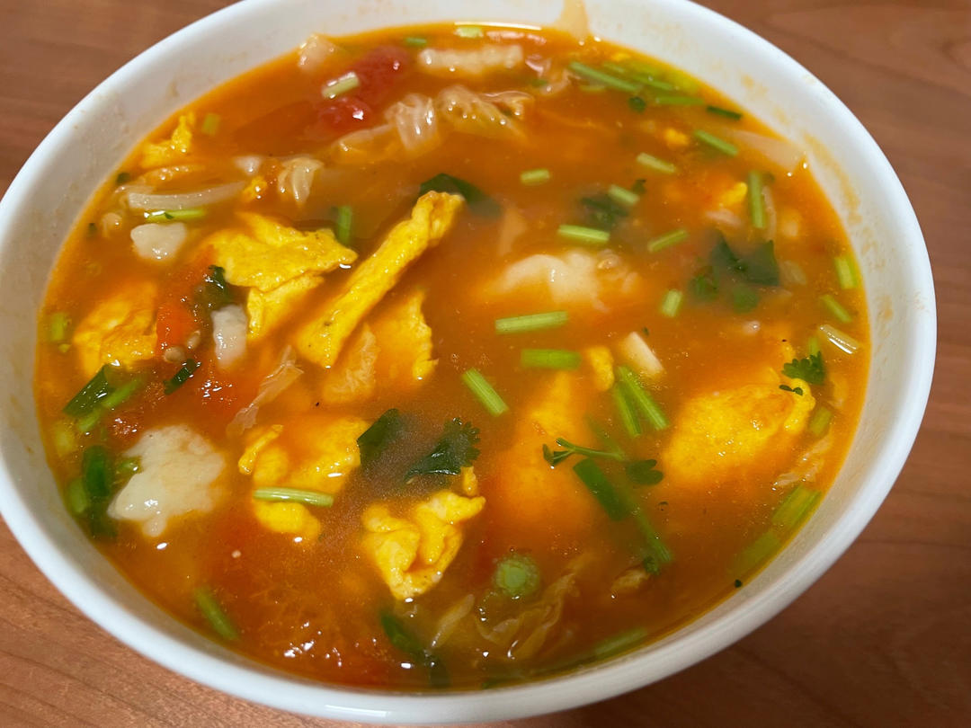 一人食鸡蛋面疙瘩汤(无油版)