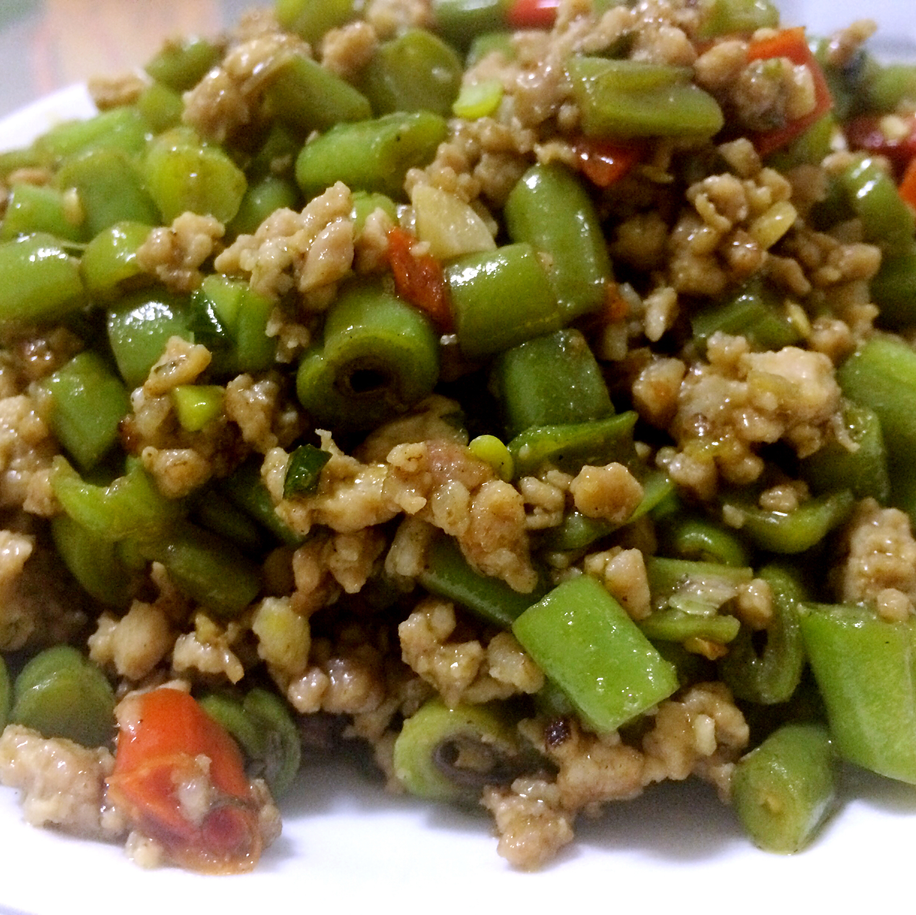 肉沫豆角下饭菜