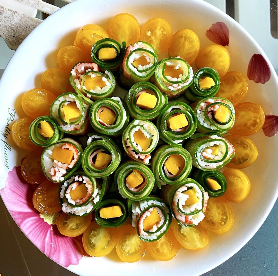 三文鱼黄瓜卷减肥必备，附芒果块切法