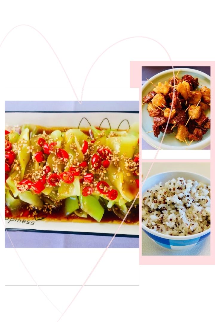 素🉑油淋青笋，牙签植物蛋白的做法