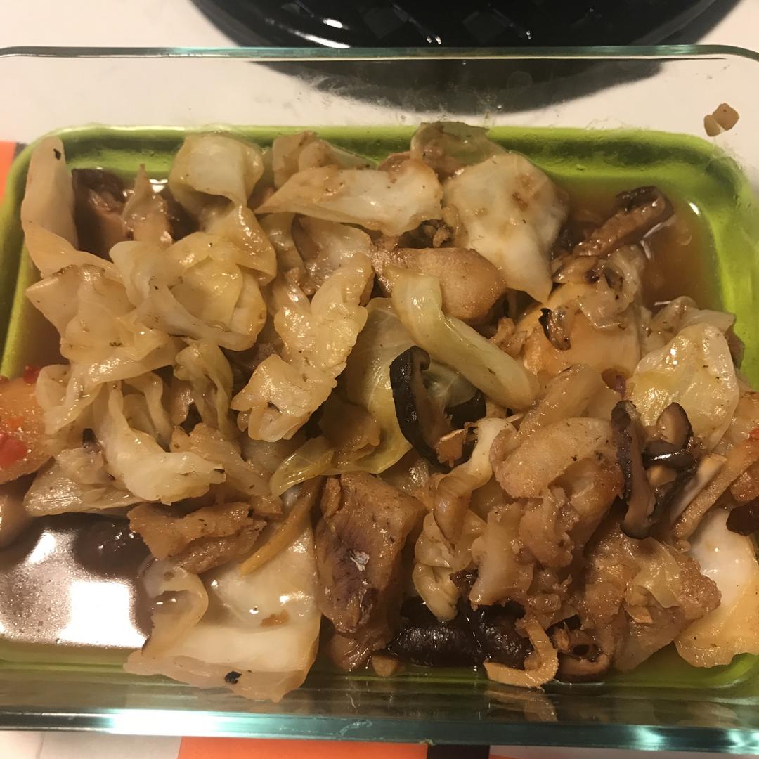 蚝油香菇卷心菜炒鳕鱼