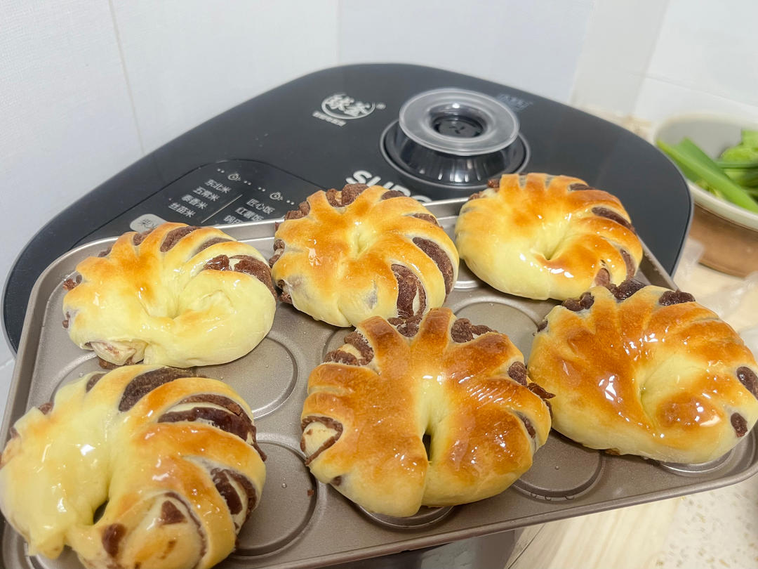美味的豆沙面包卷（手揉版、手套膜）