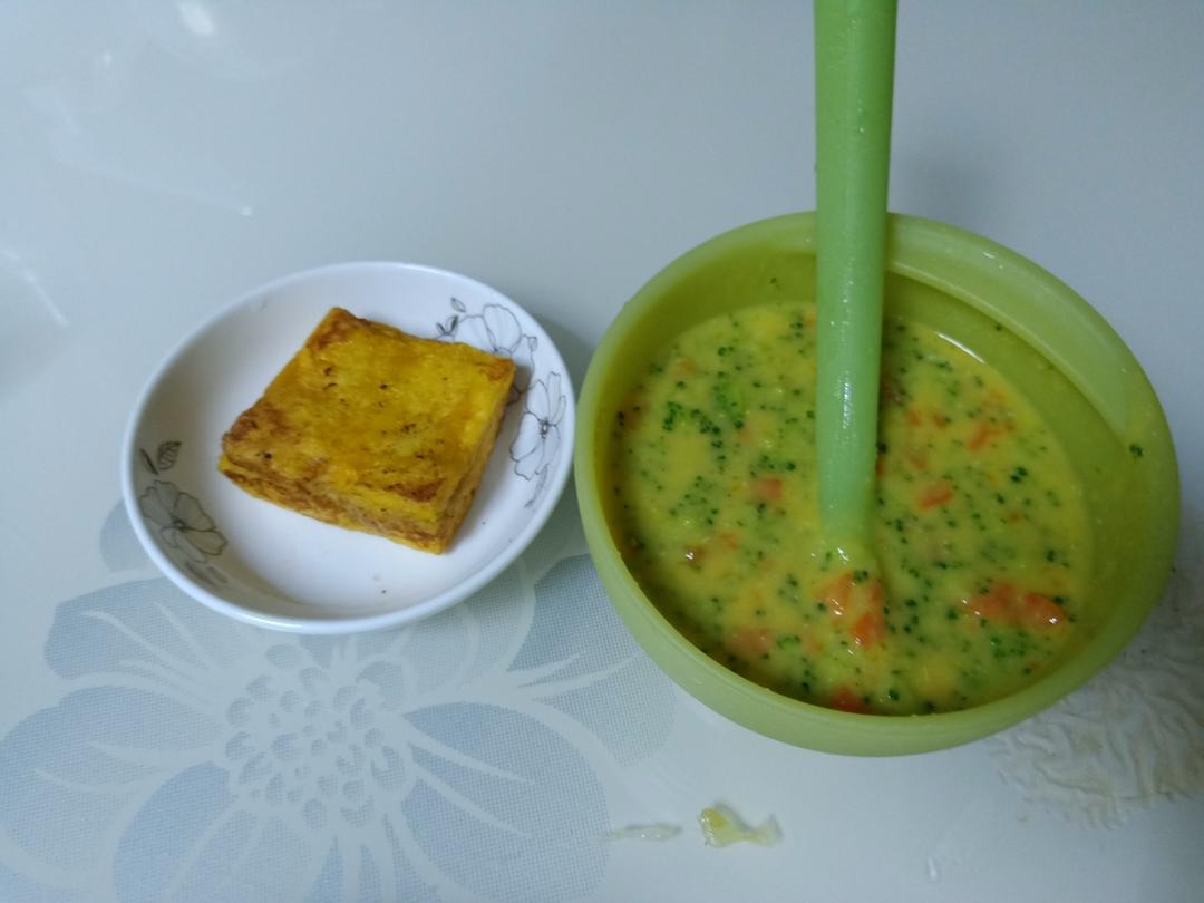 辅食西多士，玉米浓汤的做法