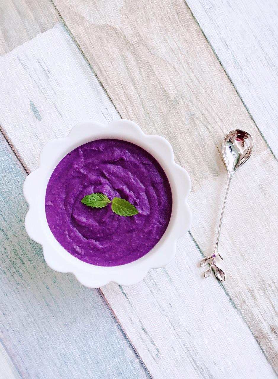 豆沙包爱栗子做的牛奶紫薯泥(快手早餐)