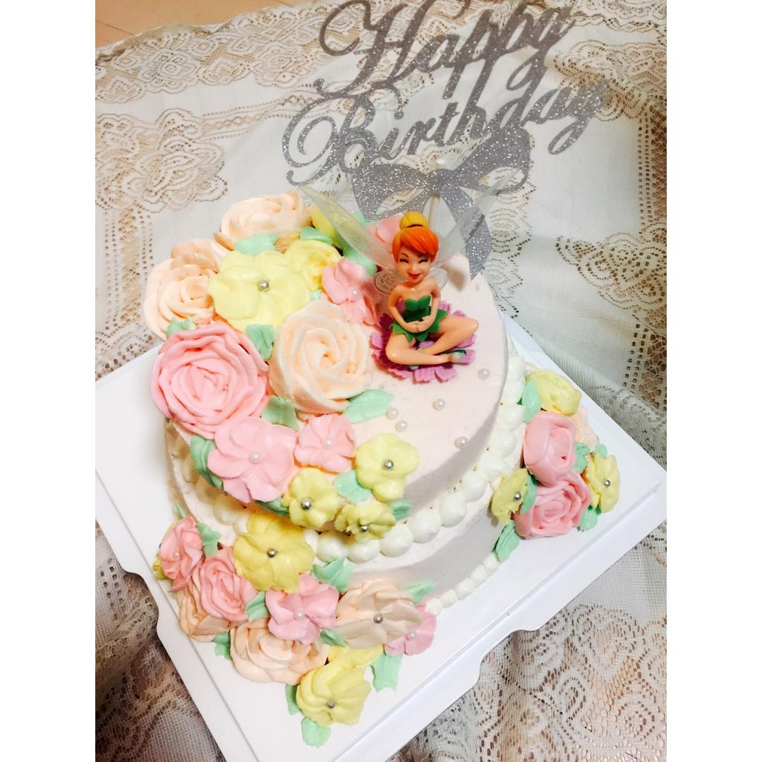 花仙子蛋糕——动物奶油裱花