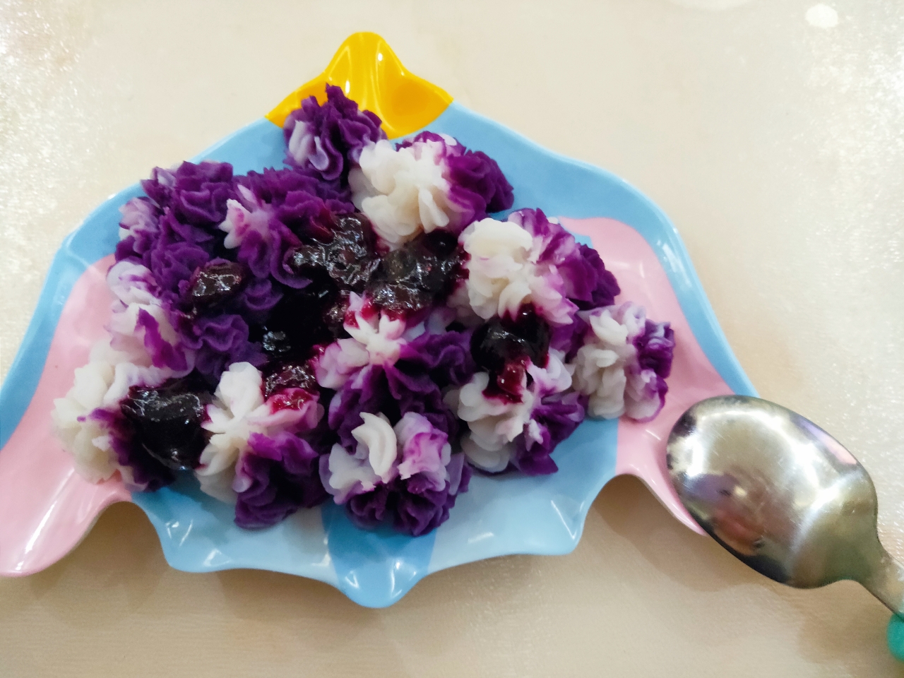 蓝莓山药紫薯泥的做法