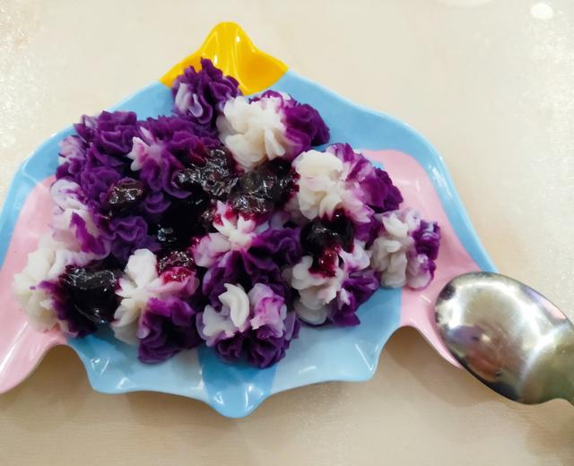 蓝莓山药紫薯泥的做法