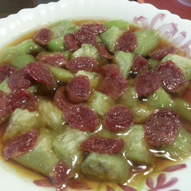 【丝瓜蒸香肠】鲜嫩美味傻瓜菜