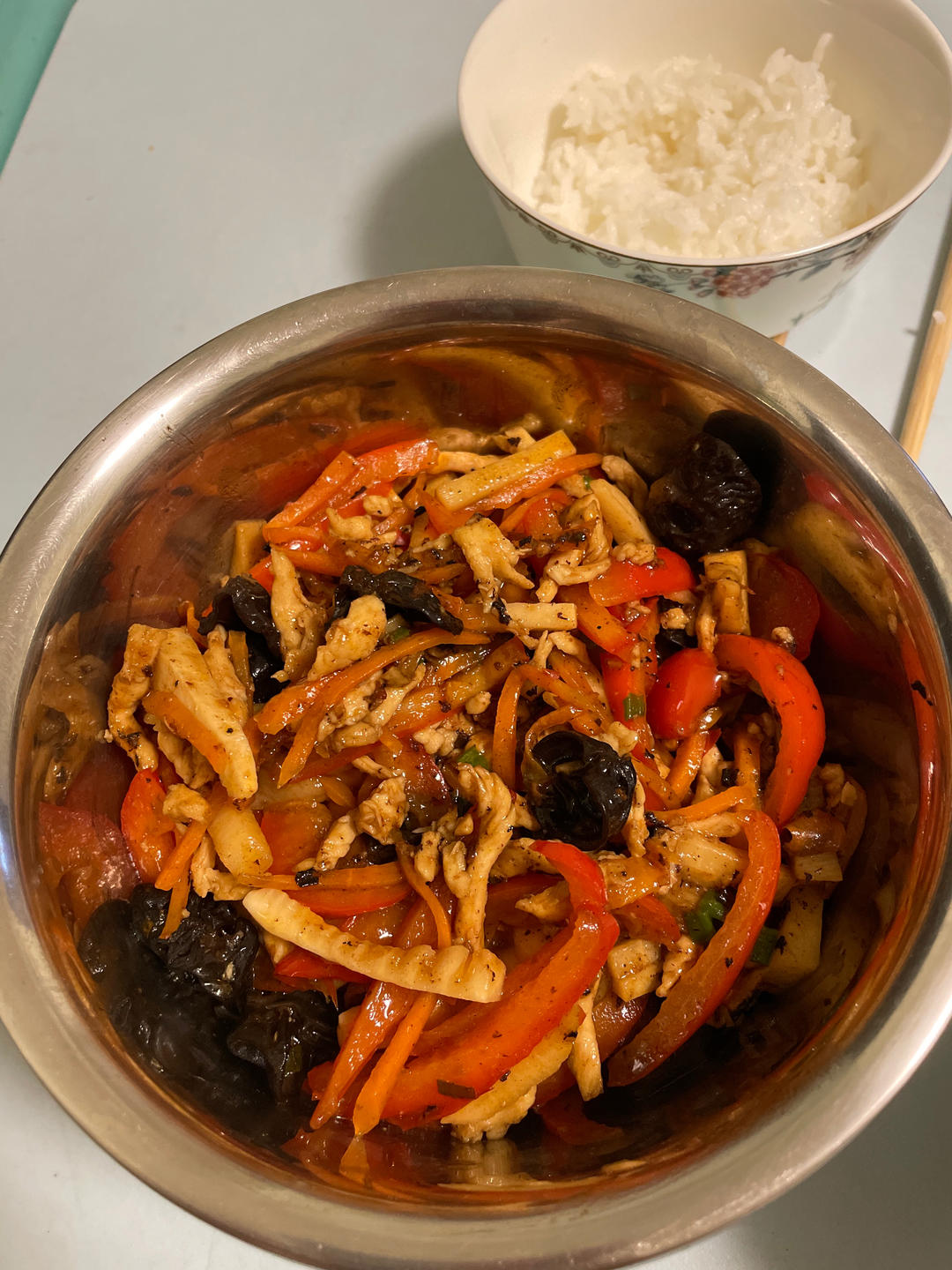 米饭🍚杀手鱼香鸡丝         （减脂期也可以吃）