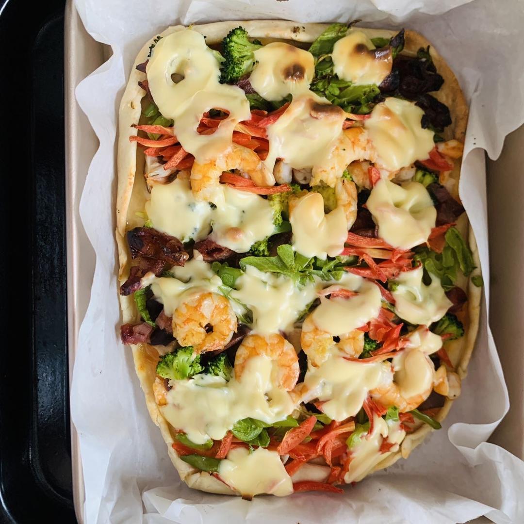 彩虹披萨（附简易手揉薄脆饼坯）