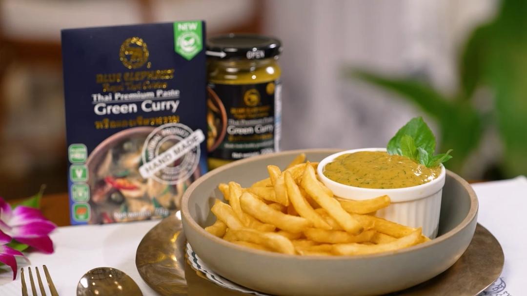 绿咖喱蛋黄酱薯条~西泰混合更好吃！