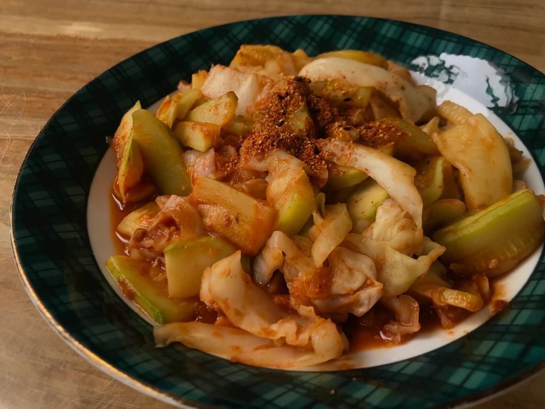 韩式茄汁西葫芦炒包菜🥫Korean Style Sour & Spicy Vegetables