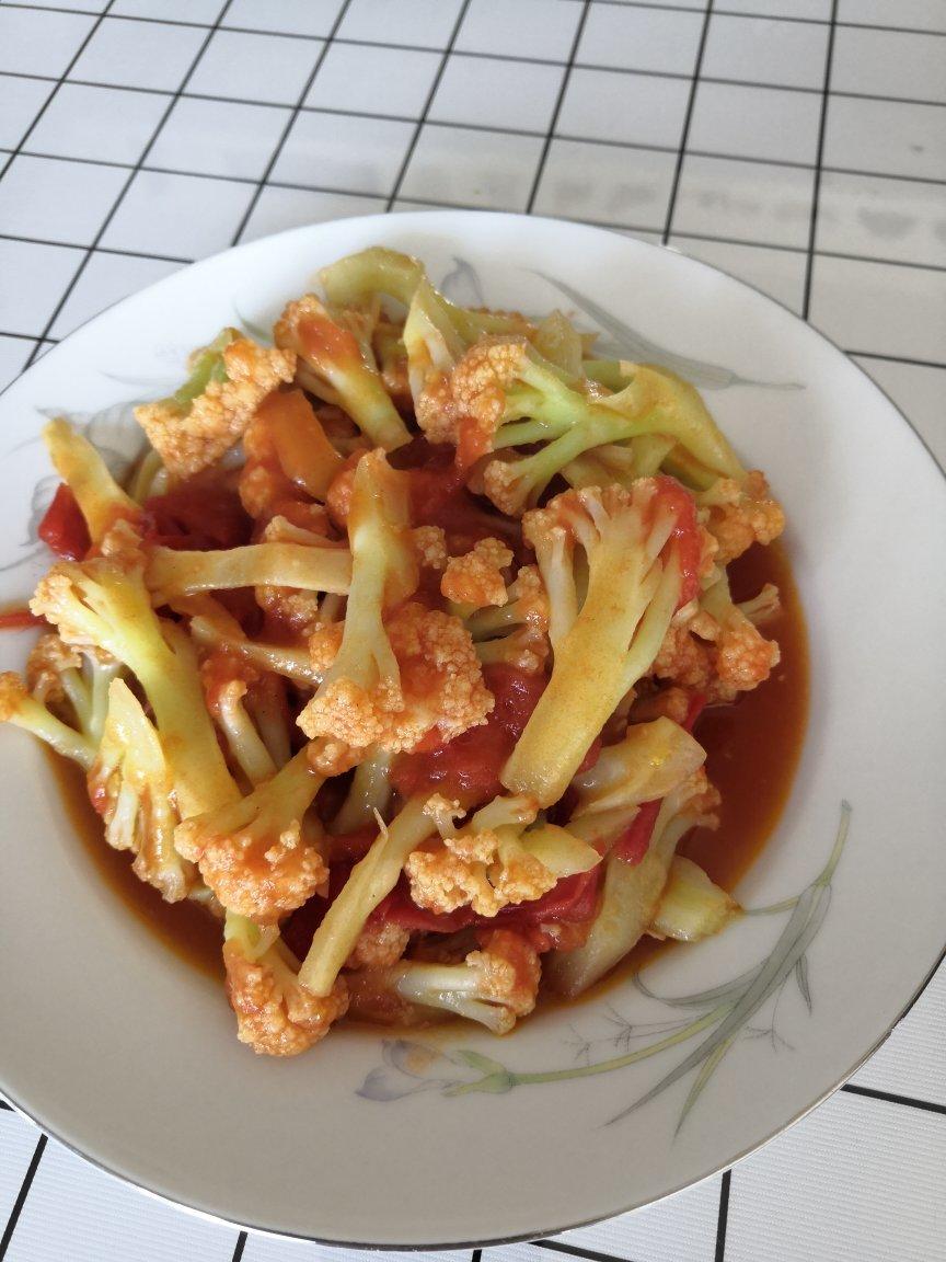 有机花菜炒西红柿