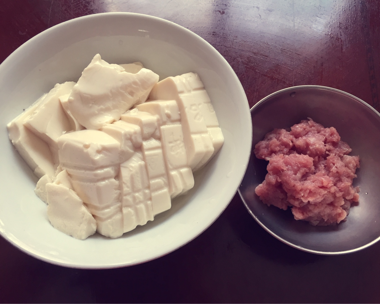 肉末蒸水豆腐的做法 步骤1