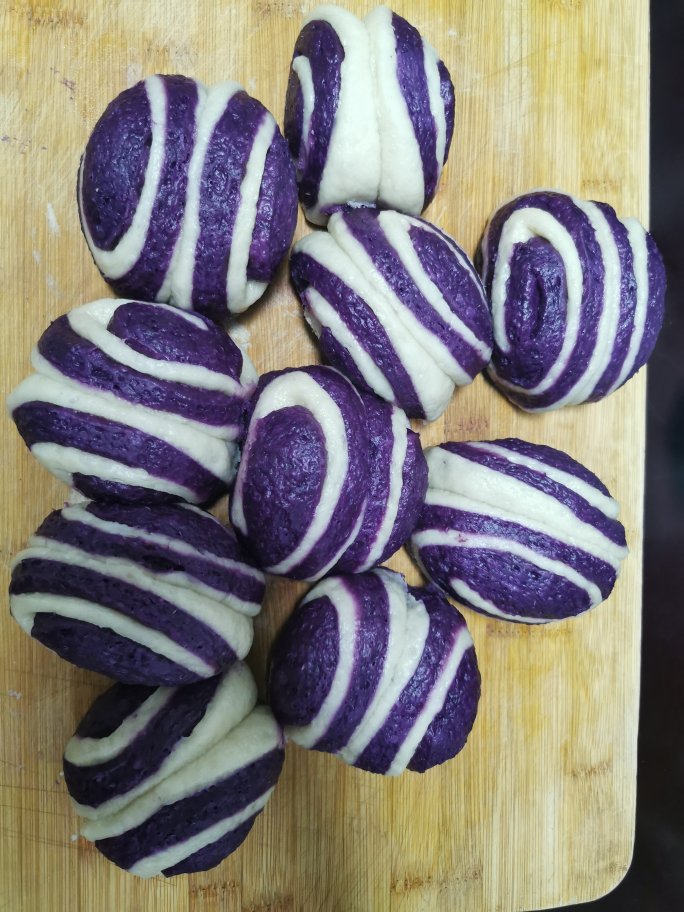 紫薯馒头、紫薯花卷、开花馒头