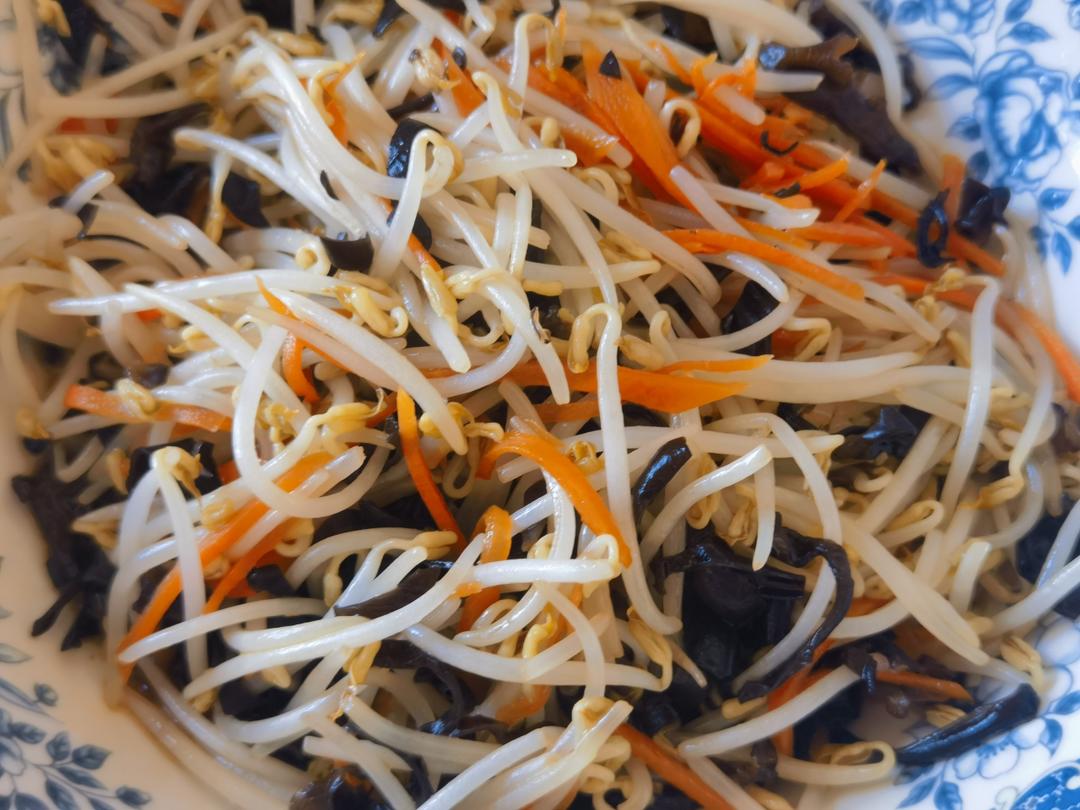 办公室胡萝卜豆芽炒拉皮