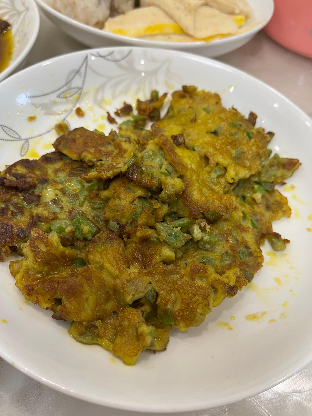 外婆从小吃到大的绿油油的丝瓜饼